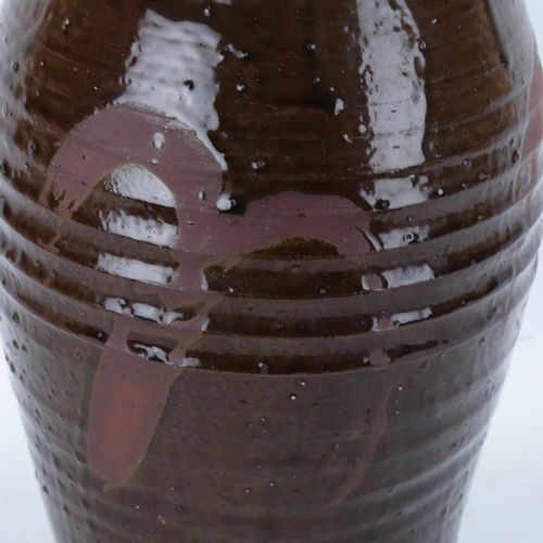 2149 - JEREMY LEACH, Moorlands Pottery, a studio pottery ash glazed vase, makers marks to base, height 29cm