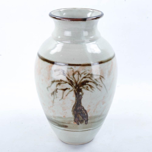 2150 - A studio pottery vase, monogram to base, height 24cm