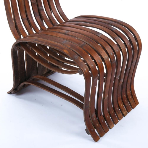 2154 - A bent bamboo design led chair, in the manner of Konstantin Grcic / Frank Gehry, height 88cm