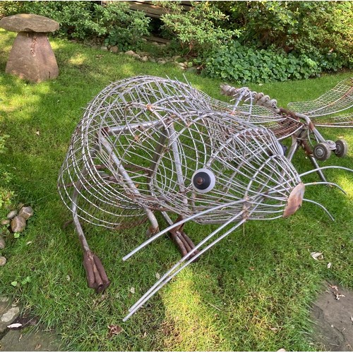 2550 - An unusual wirework garden sculpture of a mouse, by Ptolemy Elrington H104cm