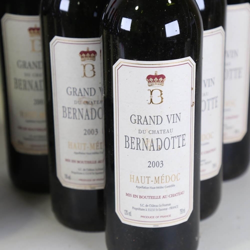 1027 - 12 bottles of Haut-Medoc wine, 6 bottles of Grand vin Du Chateau Bernadotte 2003 and 6 bottles of Be... 