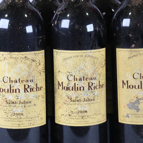 1034 - 12 bottles Chateau Moulin Riche 2000, St Julien, Bordeaux