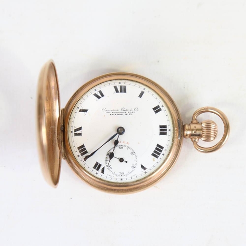 66 - ROLEX - an early 20th century 9ct gold half hunter pocket watch, retailed by Camerer Cuss & Co of Ux... 