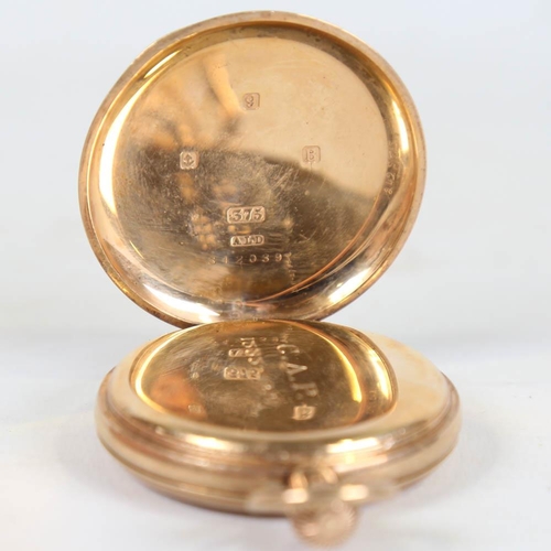 66 - ROLEX - an early 20th century 9ct gold half hunter pocket watch, retailed by Camerer Cuss & Co of Ux... 