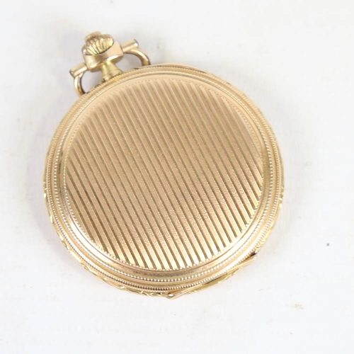 67 - An Art Deco Continental 14ct gold full hunter pocket watch, gilt dial with gilt Breguet Arabic numer... 