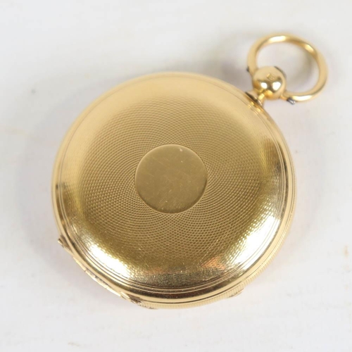 68 - A 19th century 18ct gold full hunter keywind pocket watch, by De la Cour of Chatham, white enamel di... 