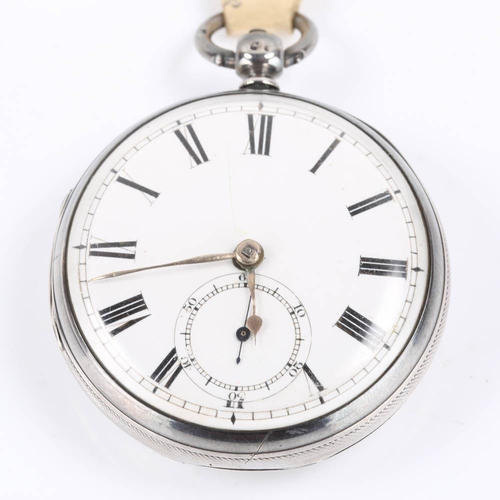 71 - A Victorian silver-cased open face keywind pocket watch, by Dean of Old Jewry, London, white enamel ... 