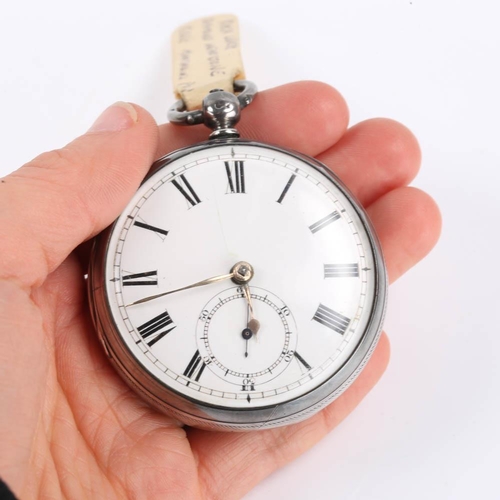 71 - A Victorian silver-cased open face keywind pocket watch, by Dean of Old Jewry, London, white enamel ... 