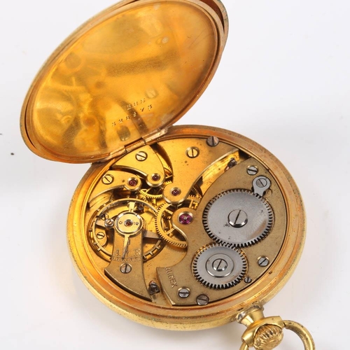 73 - JUDEX - an Art Deco gold plated open face topwind slimline pocket watch, silvered dial with Breguet ... 