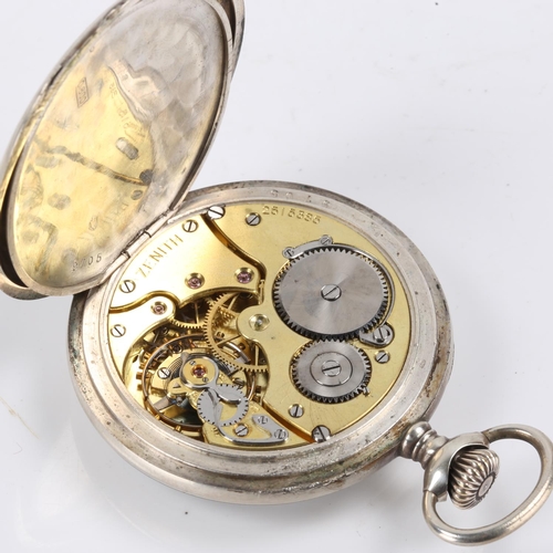 74 - ZENITH - a Continental silver open-face topwind chronometre pocket watch, white enamel dial with Bre... 