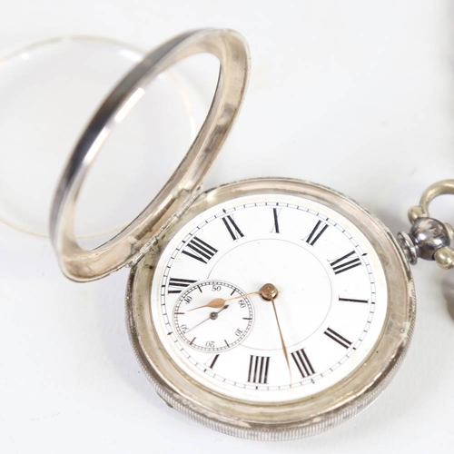 75 - A Swiss silver open-face keywind pocket watch, by Kendal & Dent's, white enamel dial with Roman nume... 