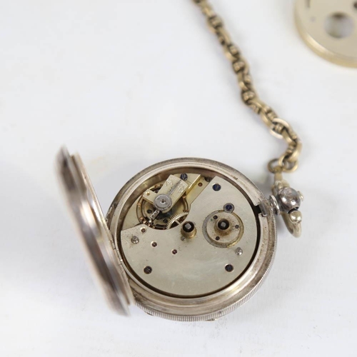 75 - A Swiss silver open-face keywind pocket watch, by Kendal & Dent's, white enamel dial with Roman nume... 