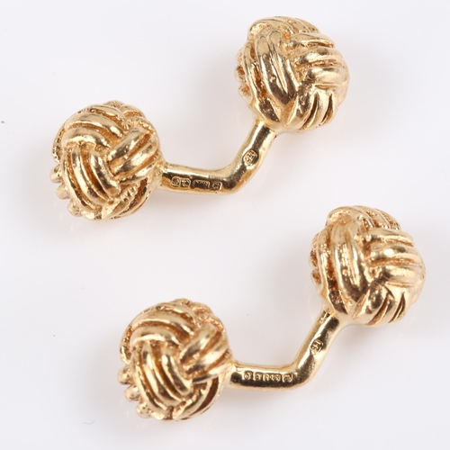 118 - A heavy pair of late 20th century 9ct gold curved dumbbell style cufflinks, maker's marks TF, hallma... 