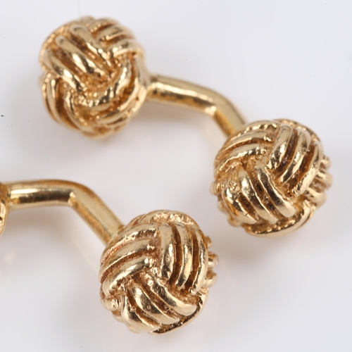 118 - A heavy pair of late 20th century 9ct gold curved dumbbell style cufflinks, maker's marks TF, hallma... 