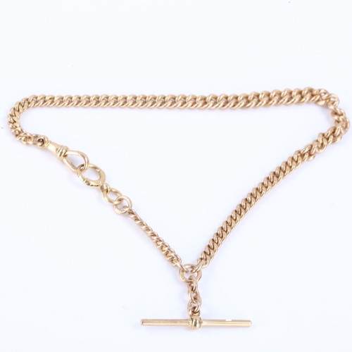 150 - An Antique 9ct gold graduated curb link Albert chain necklace, with dog clip, T-bar and spring clasp... 