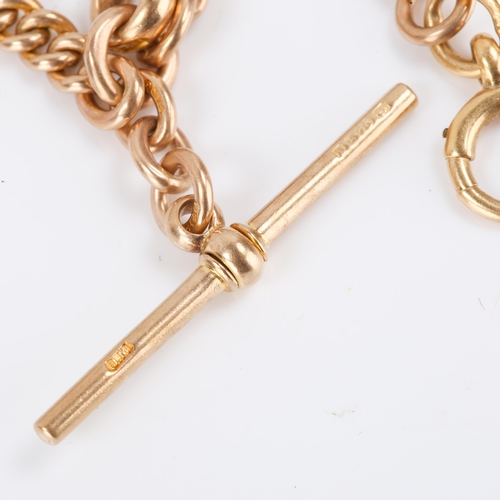 150 - An Antique 9ct gold graduated curb link Albert chain necklace, with dog clip, T-bar and spring clasp... 