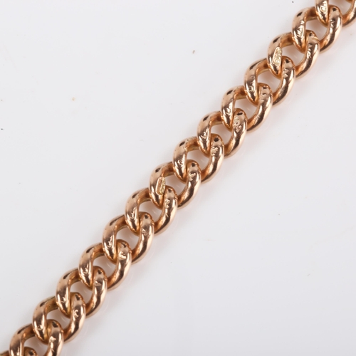 149 - A 9ct rose gold graduated curb link Albert chain necklace, with 2 x dog clips and 1 x T-bar, no assa... 