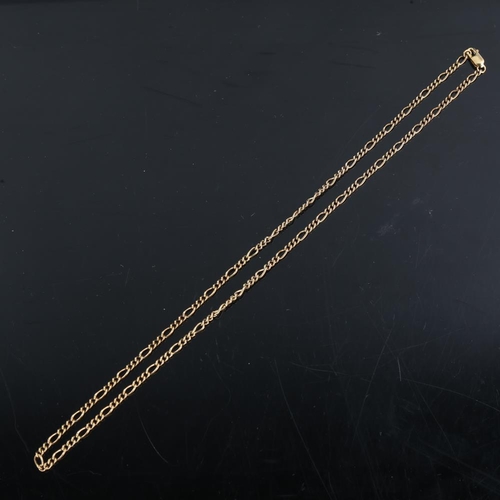 158 - A 9ct gold figaro link chain necklace, necklace length 50cm, 10.3g