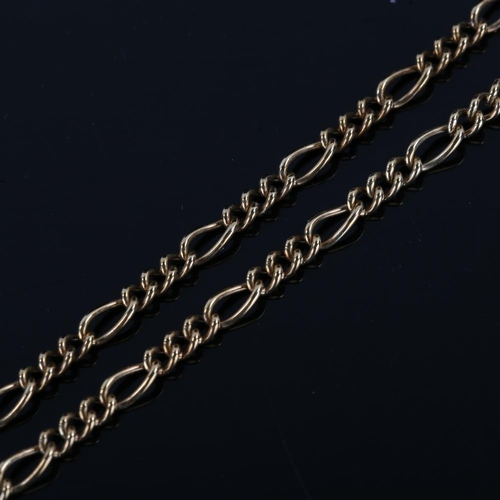 158 - A 9ct gold figaro link chain necklace, necklace length 50cm, 10.3g