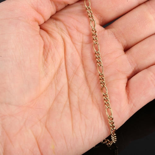 158 - A 9ct gold figaro link chain necklace, necklace length 50cm, 10.3g