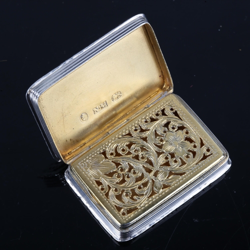 163 - NATHANIEL MILLS - a William IV silver 'Castle-top' vinaigrette, Kenilworth Castle, rectangular form ... 