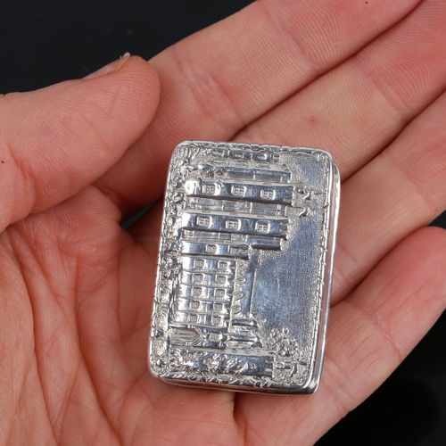 163 - NATHANIEL MILLS - a William IV silver 'Castle-top' vinaigrette, Kenilworth Castle, rectangular form ... 