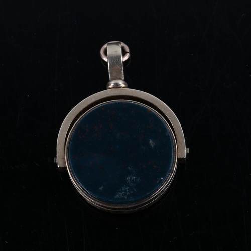 175 - A 19th century 10ct gold swivel seal fob/locket, set with polished bloodstone and sardonyx and appli... 