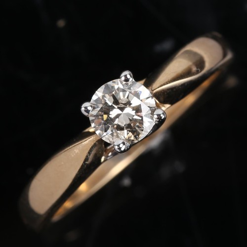 176 - A modern 9ct gold 0.4ct solitaire diamond ring, set with modern round brilliant diamond, colour appr... 