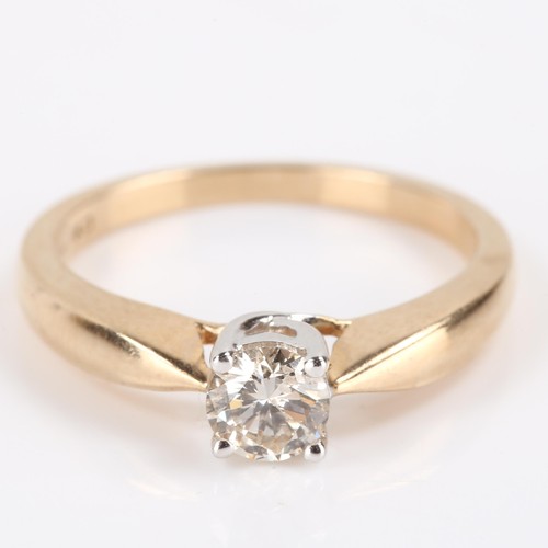 176 - A modern 9ct gold 0.4ct solitaire diamond ring, set with modern round brilliant diamond, colour appr... 