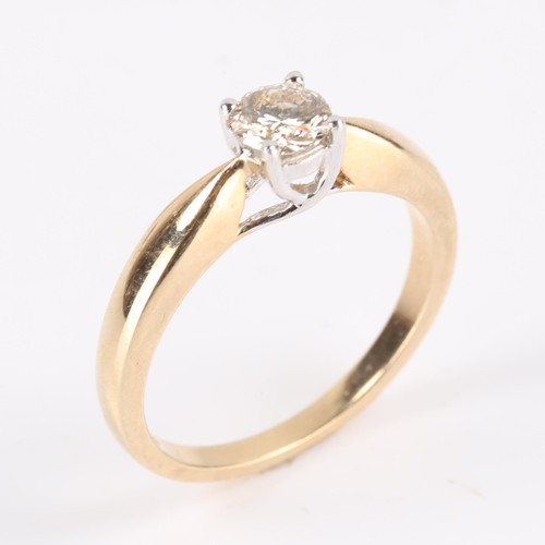 176 - A modern 9ct gold 0.4ct solitaire diamond ring, set with modern round brilliant diamond, colour appr... 