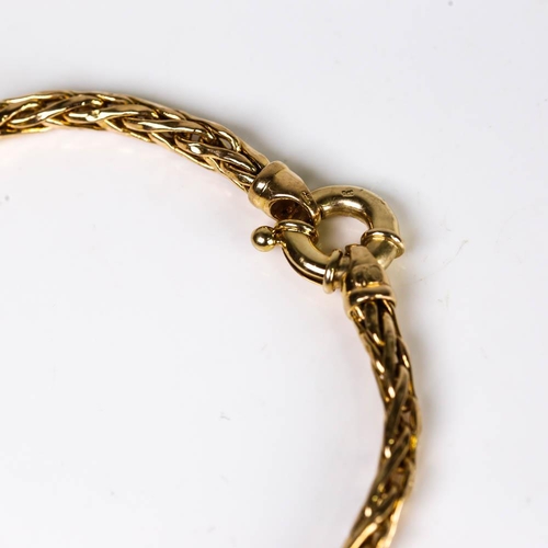 177 - A late 20th century 9ct gold wheat link chain bracelet, import hallmarks Sheffield 1998, bracelet le... 