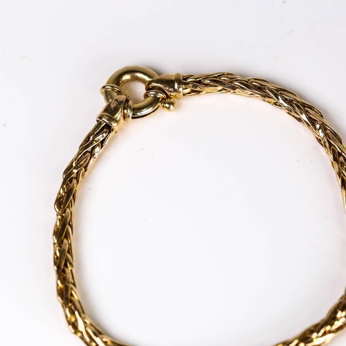 177 - A late 20th century 9ct gold wheat link chain bracelet, import hallmarks Sheffield 1998, bracelet le... 