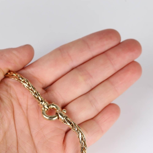 177 - A late 20th century 9ct gold wheat link chain bracelet, import hallmarks Sheffield 1998, bracelet le... 