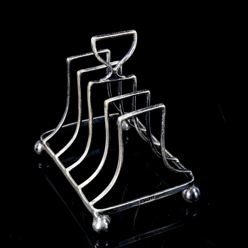 183 - A Victorian silver 5-bar toast rack, by James Deakin & Sons, hallmarks Sheffield 1892, length 9.5cm,... 