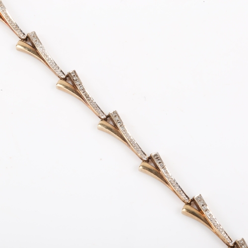 193 - A modern 9ct gold diamond bracelet, set with single cut diamonds, total diamond content approx 0.25c... 