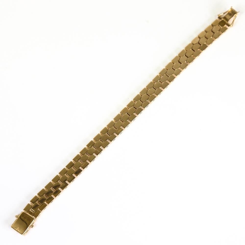 199 - A mid-20th century 9ct gold hexagonal brick link bracelet, import hallmarks Birmingham 1967, bracele... 