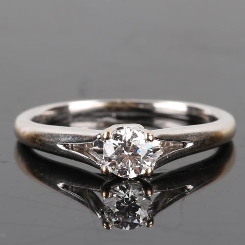 377 - An 18ct white gold 0.2ct solitaire diamond ring, set with modern round brilliant cut diamond and dia... 