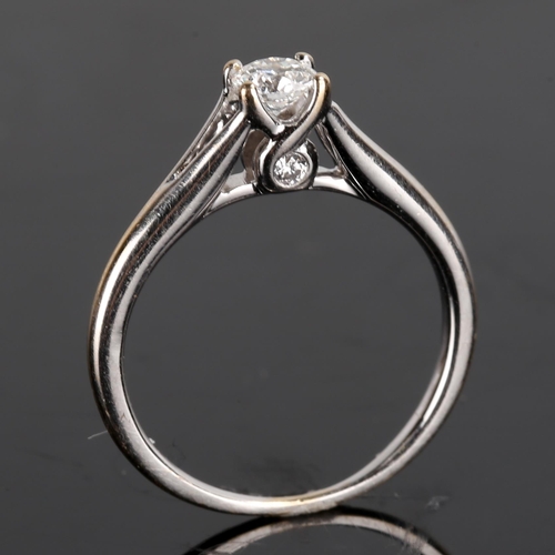 377 - An 18ct white gold 0.2ct solitaire diamond ring, set with modern round brilliant cut diamond and dia... 