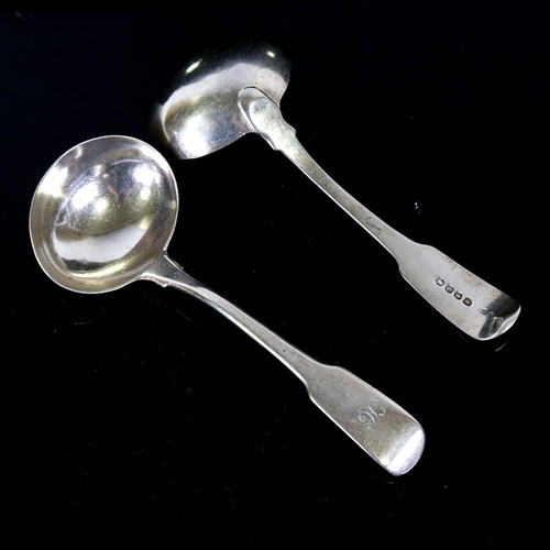 389 - A pair of George III silver Fiddle pattern sauce ladles, by Solomon Hougham, hallmarks London 1806, ... 