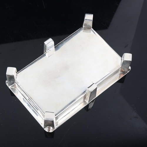 405 - An Art Deco silver plated novelty billiard table ashtray, engine turned decoration with pocket holes... 