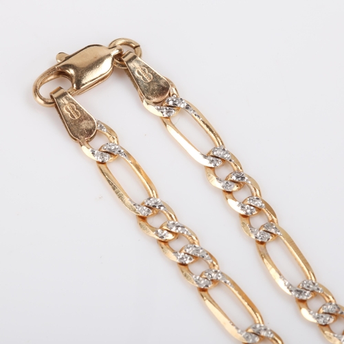 421 - A modern 9ct two-colour gold figaro link necklace, necklace length 44cm, 8.9g