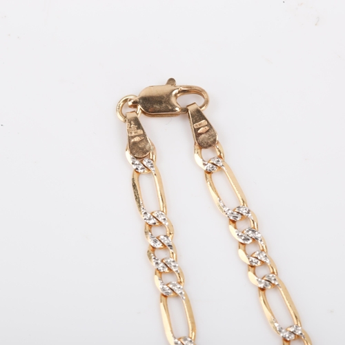 421 - A modern 9ct two-colour gold figaro link necklace, necklace length 44cm, 8.9g