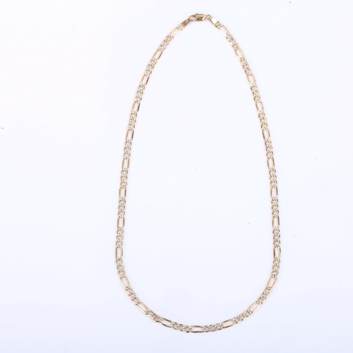 421 - A modern 9ct two-colour gold figaro link necklace, necklace length 44cm, 8.9g