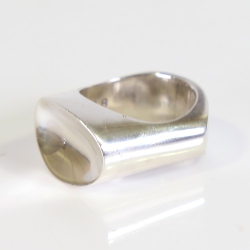 448 - GEORG JENSEN - a Vintage Danish ring, designed by Andreas Mikkelsen, heavy stylised sterling silver ... 