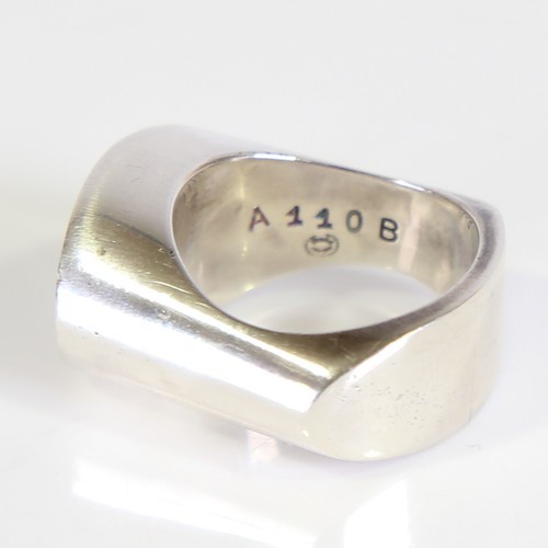 448 - GEORG JENSEN - a Vintage Danish ring, designed by Andreas Mikkelsen, heavy stylised sterling silver ... 