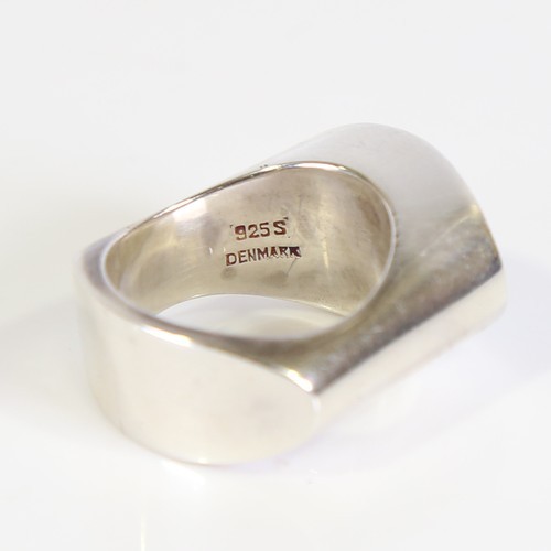 448 - GEORG JENSEN - a Vintage Danish ring, designed by Andreas Mikkelsen, heavy stylised sterling silver ... 