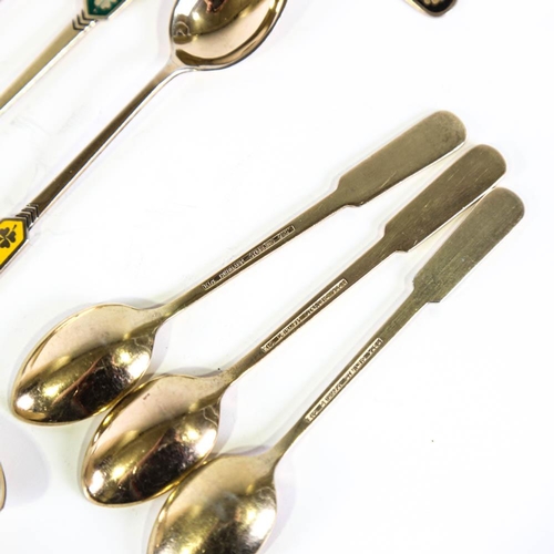 458 - EGON LAURIDSEN - a set of 12 Danish vermeil sterling silver and harlequin enamel coffee spoons, with... 