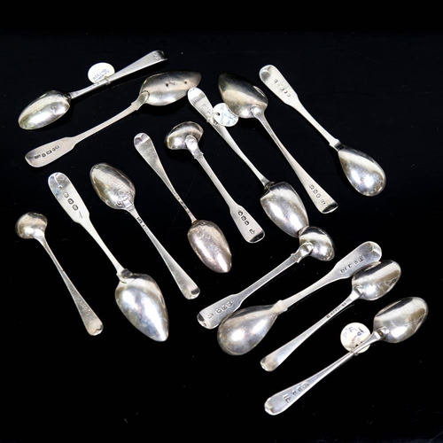 463 - Various Georgian silver spoons, including mustard, condiment and teaspoons, 5.8oz total