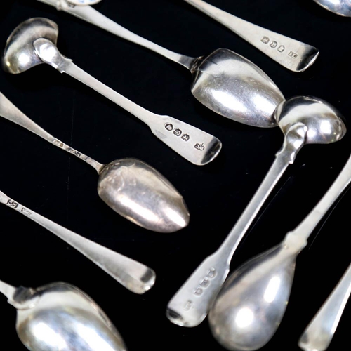 463 - Various Georgian silver spoons, including mustard, condiment and teaspoons, 5.8oz total