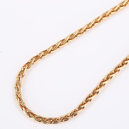 625 - A modern 9ct gold spiga link chain necklace, necklace length 40cm, 13g